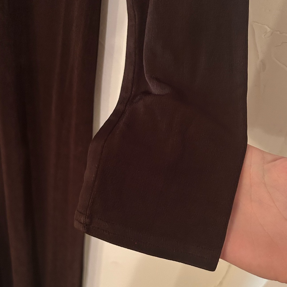 Double D Ranchwear Women’s Size Medium Solid Brown Western Turtleneck Maxi Dress - Picture 5 of 9